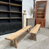 Pair of solid oak farm benches