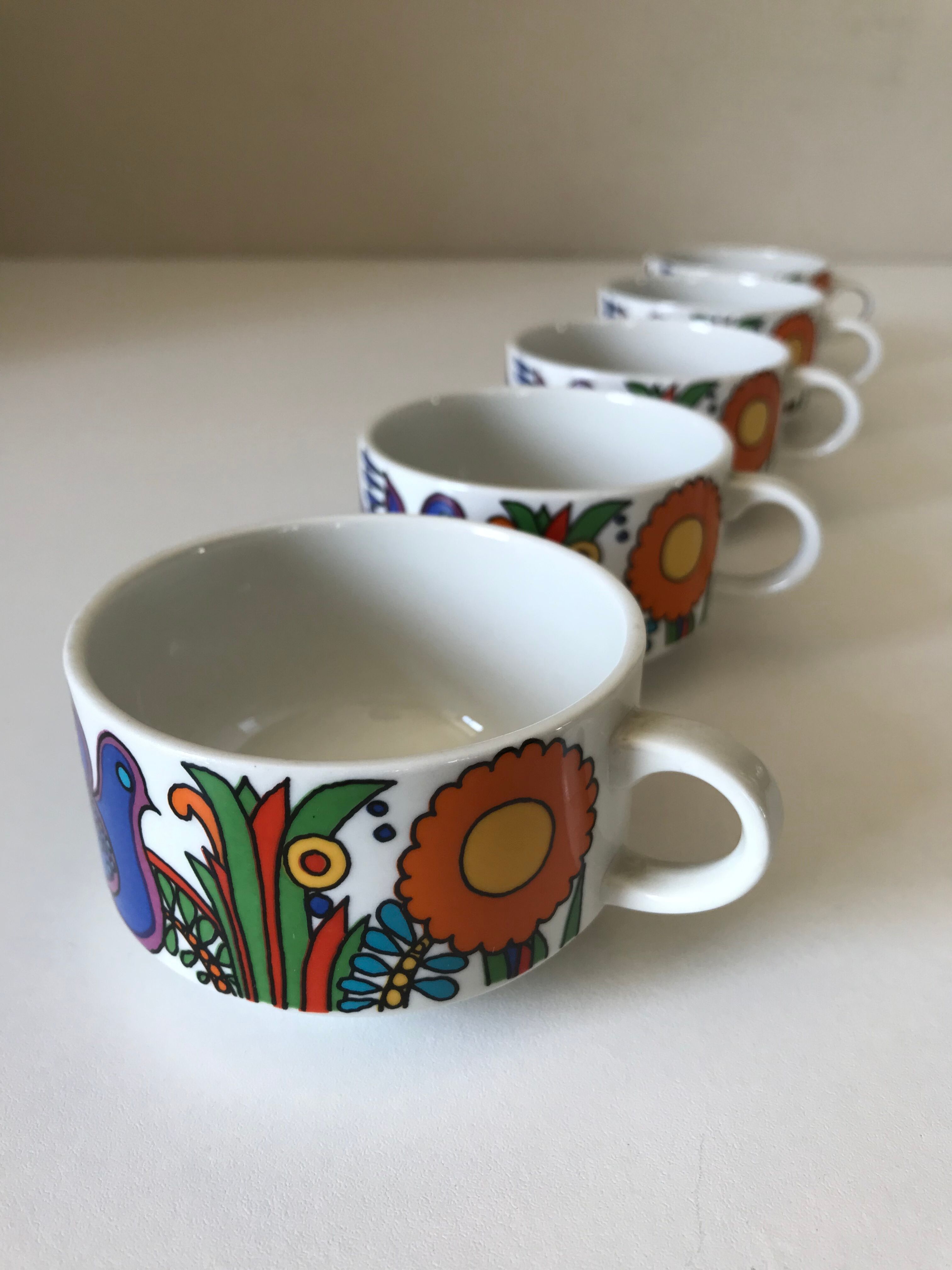 Set of 5 cups Acapulco vintage design 1970