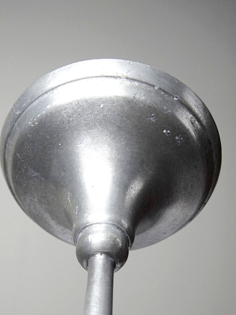 Pair of handcrafted candle holders Sun & Moon vintage mid-century silver-plated tin
