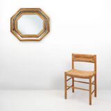 Gilded octagonal mirror by Deknudt Belgium decorated with smoked mirror gla
