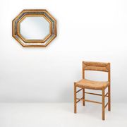 Gilded octagonal mirror by Deknudt Belgium decorated with smoked mirror gla