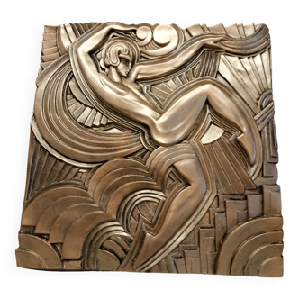 Grand Bas-relief danseuse "Folies bergère" d'après Maurice Picaud,