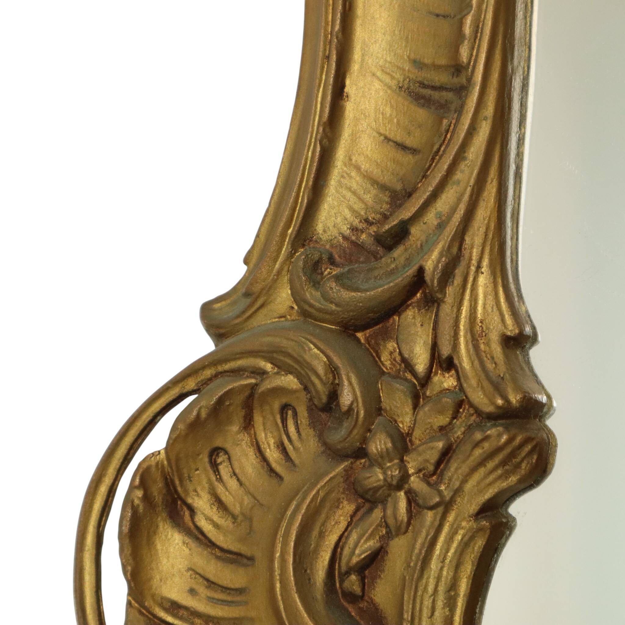 Italian Crested Mirror Rococo Style Gold-Colored Resin 84cm