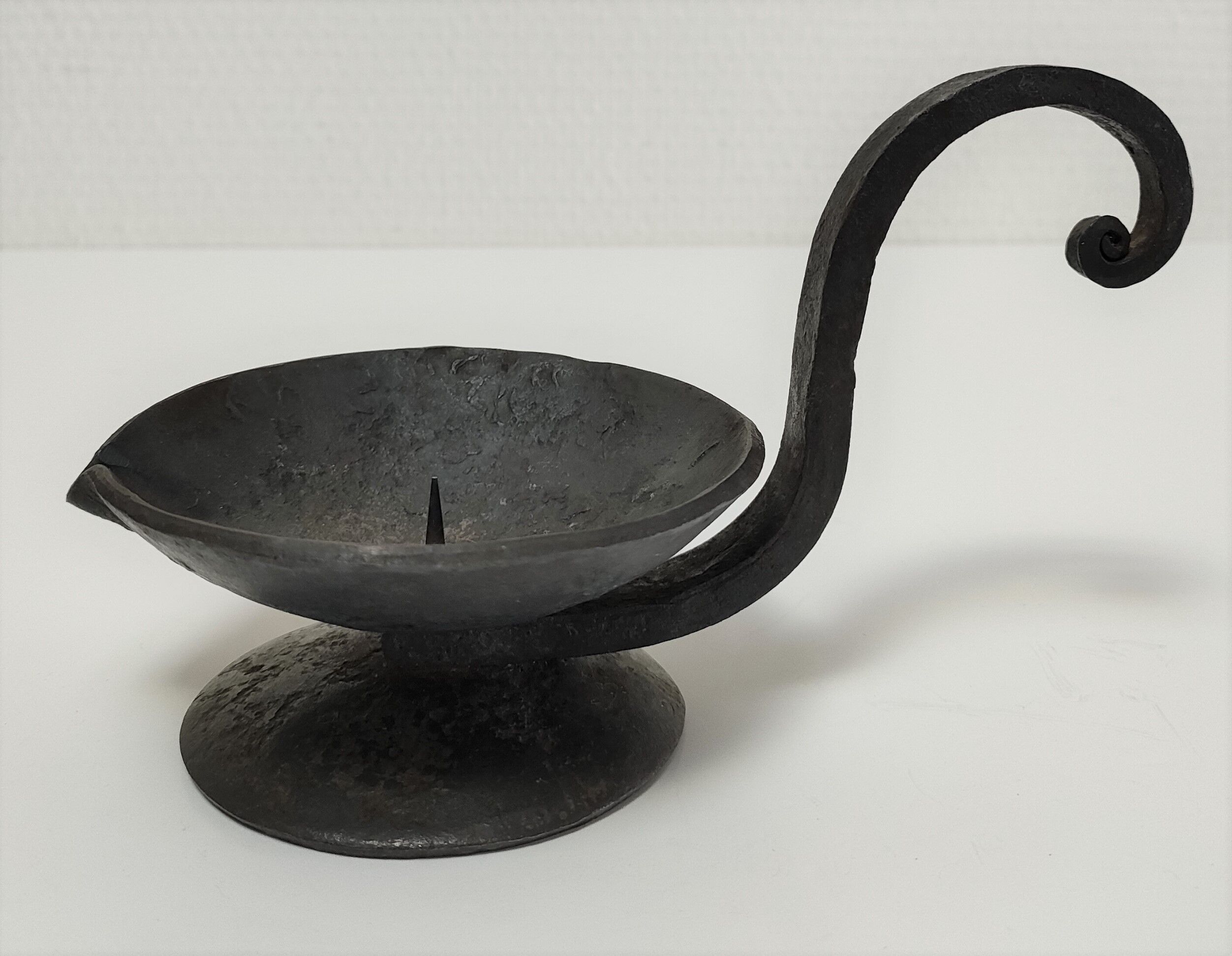 brutalist hand candle holder wrought iron 50s