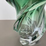 Heavy 5,1kg Crystal "Wave" Glass Vase Object by Val Saint Lambert, Belgium 1960s