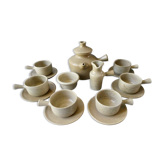 Coffee or tea service, in sandstone, signed the Argonauts, 60s