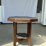 Pedestal table or small octagonal side table quadripod base with modernist spacer