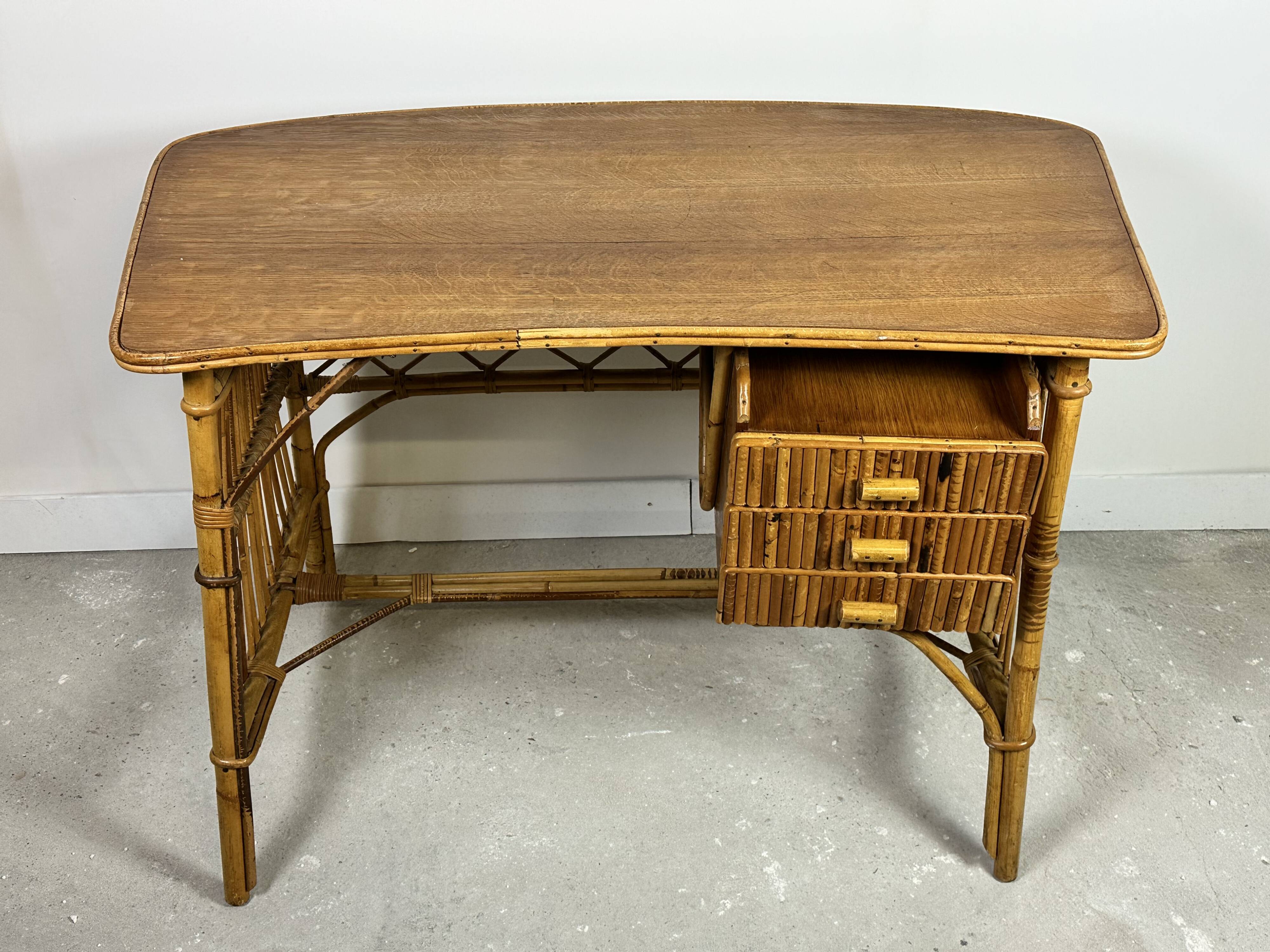 Vintage rattan desk 1960