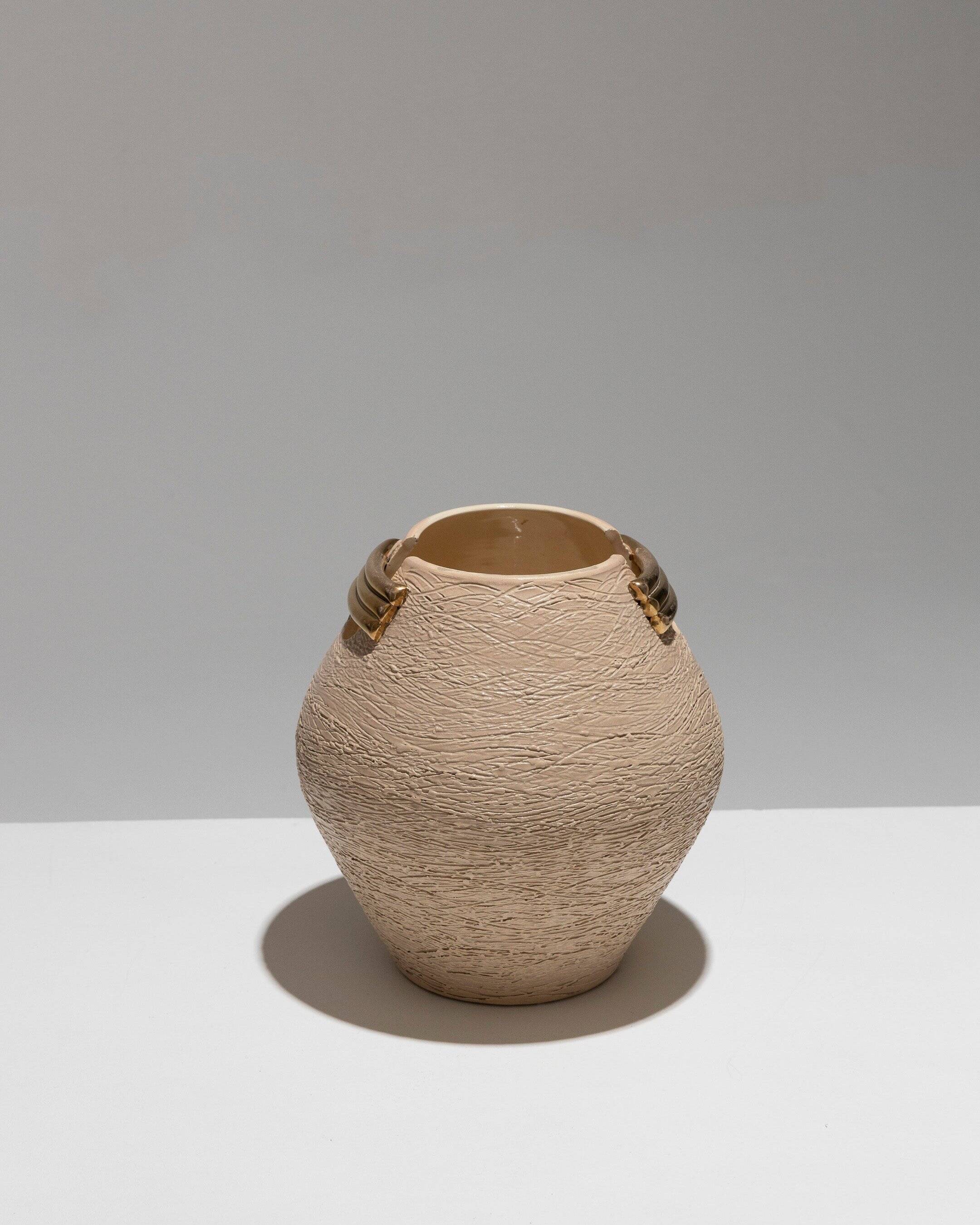 textured ceramic egg-shaped vase, 1940s