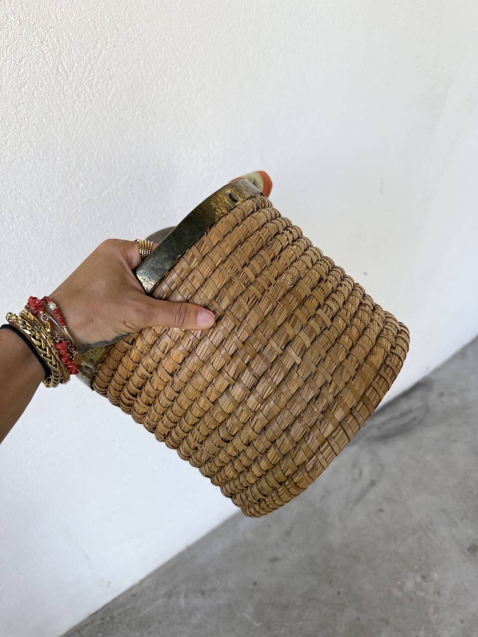 Rattan basket 1970, Italy