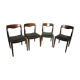 Suite of 4 chairs in teak and skai
