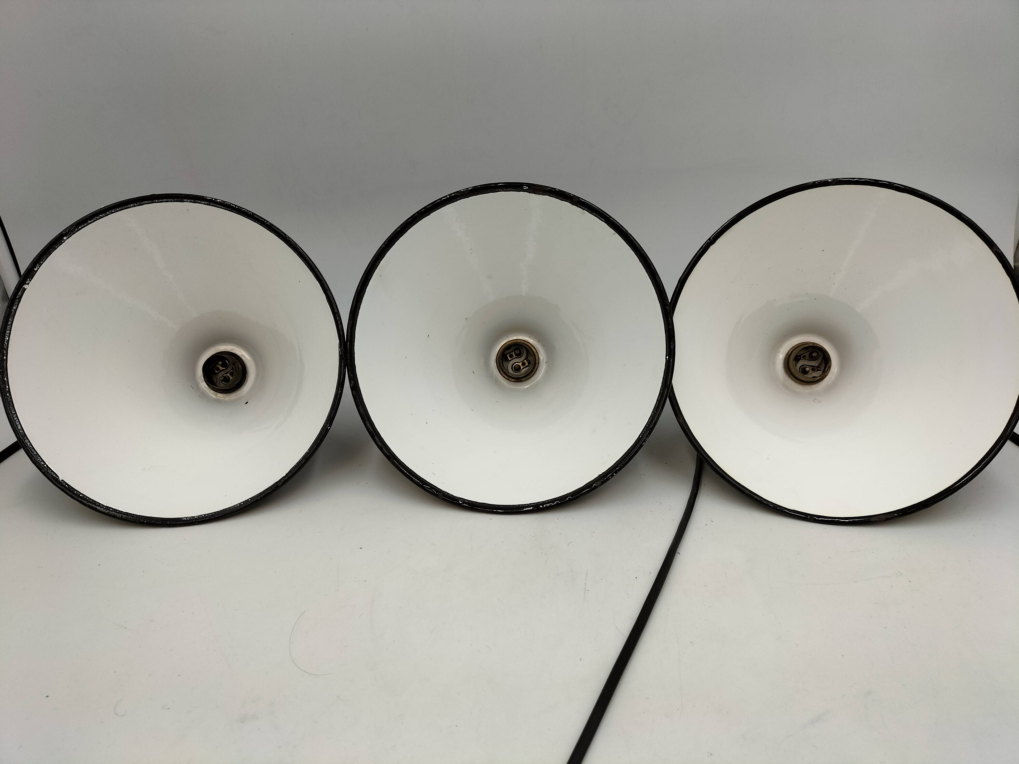 Enameled sheet metal pendant lights