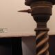 Vintage tripod floor lamp in golden brass twisted barrel