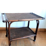 Rattan and canning rolling trolley 1970