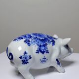Small vintage Dutch porcelain Delft blue pig collection