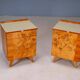 Pair of vintage Czechoslovak bedside cabinets with burl veneer, mid-century modern, 45 × 34 × 45 cm