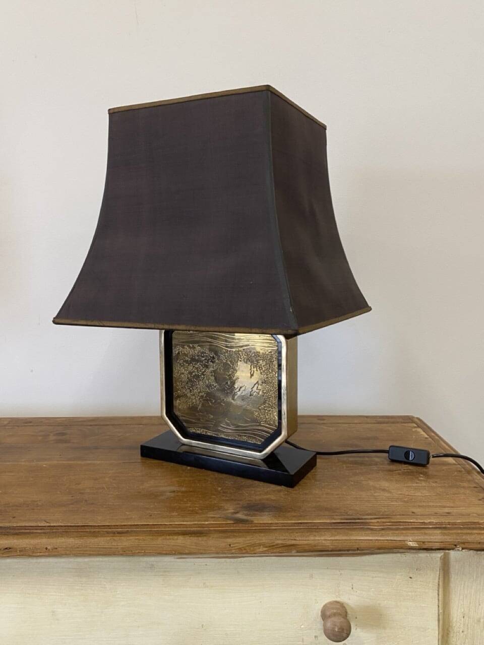 Pair of brass and gold-plated lamps by George Mathias, 1970