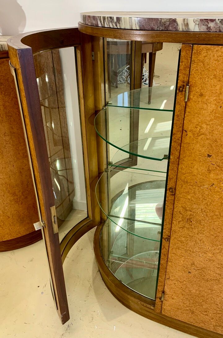Art Deco period sideboard in precious wood veneer, Loupe d'Amboine