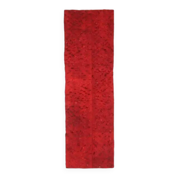 Vintage Turkish Hand-Knotted Wool Cotton Red Kilim Runner Rug 72x256