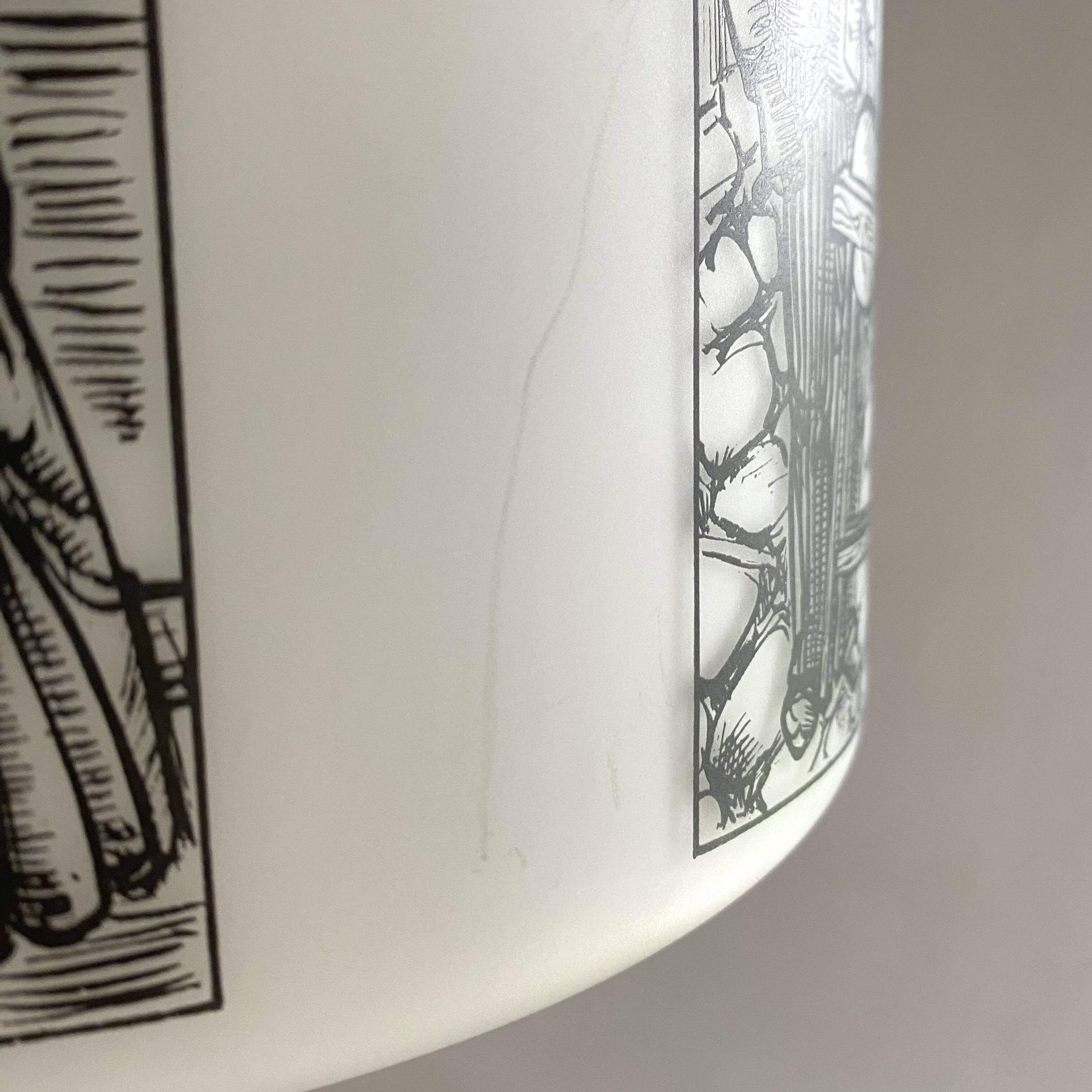 50s-60s pendant light in black and white opaline glass