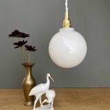 Vintage globe pendant light in white opaline