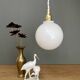 Vintage globe pendant light in white opaline
