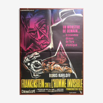 Affiche cinéma "Frankenstein contre l'homme invisible" Boris Karloff 60x80cm 1958