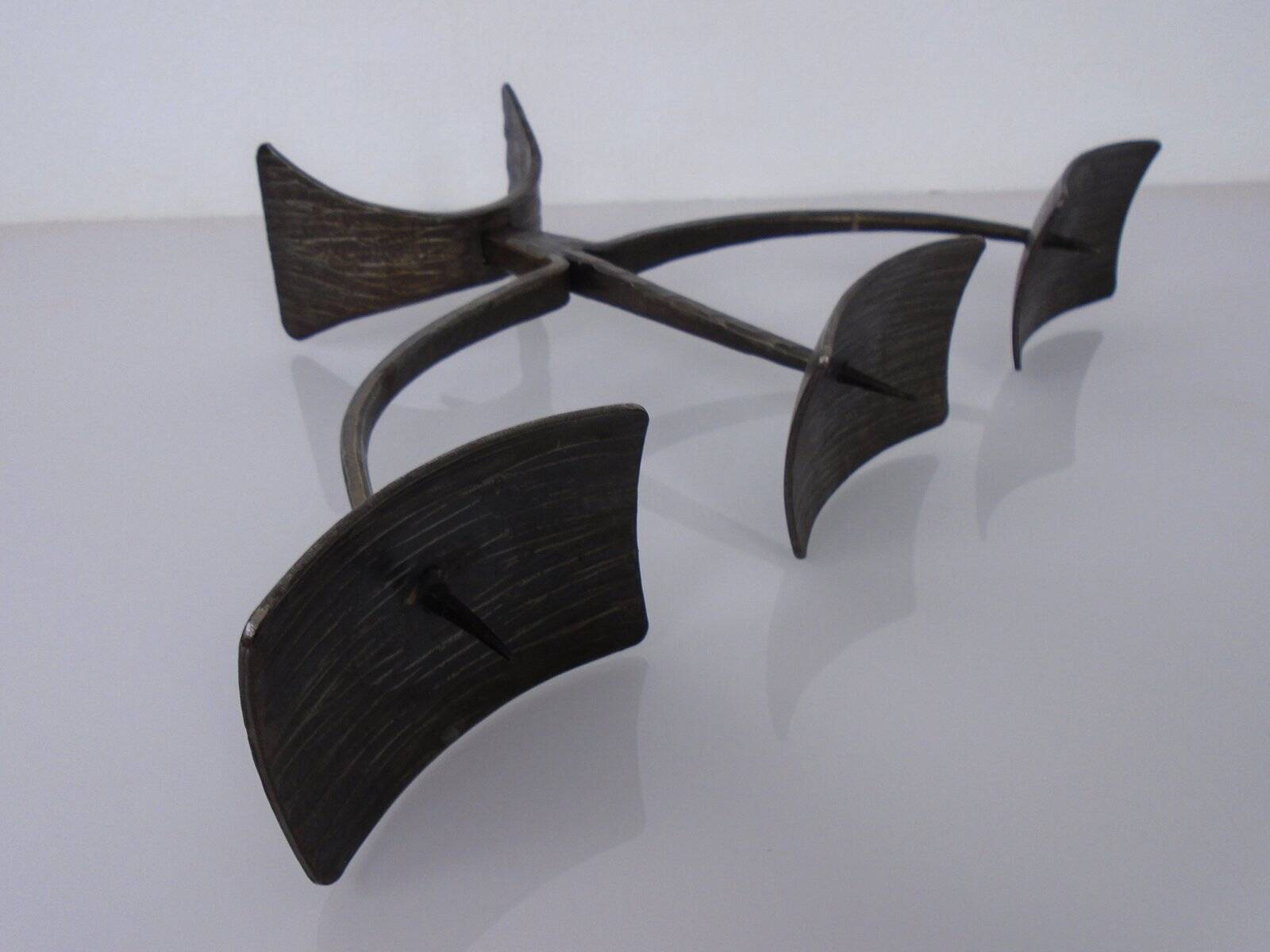 German Brutalist Iron Candleholder, 1960s