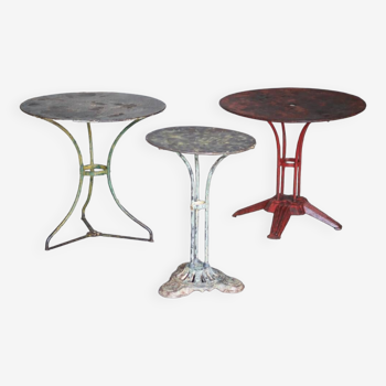 Set of three metal bistro tables - France 1960