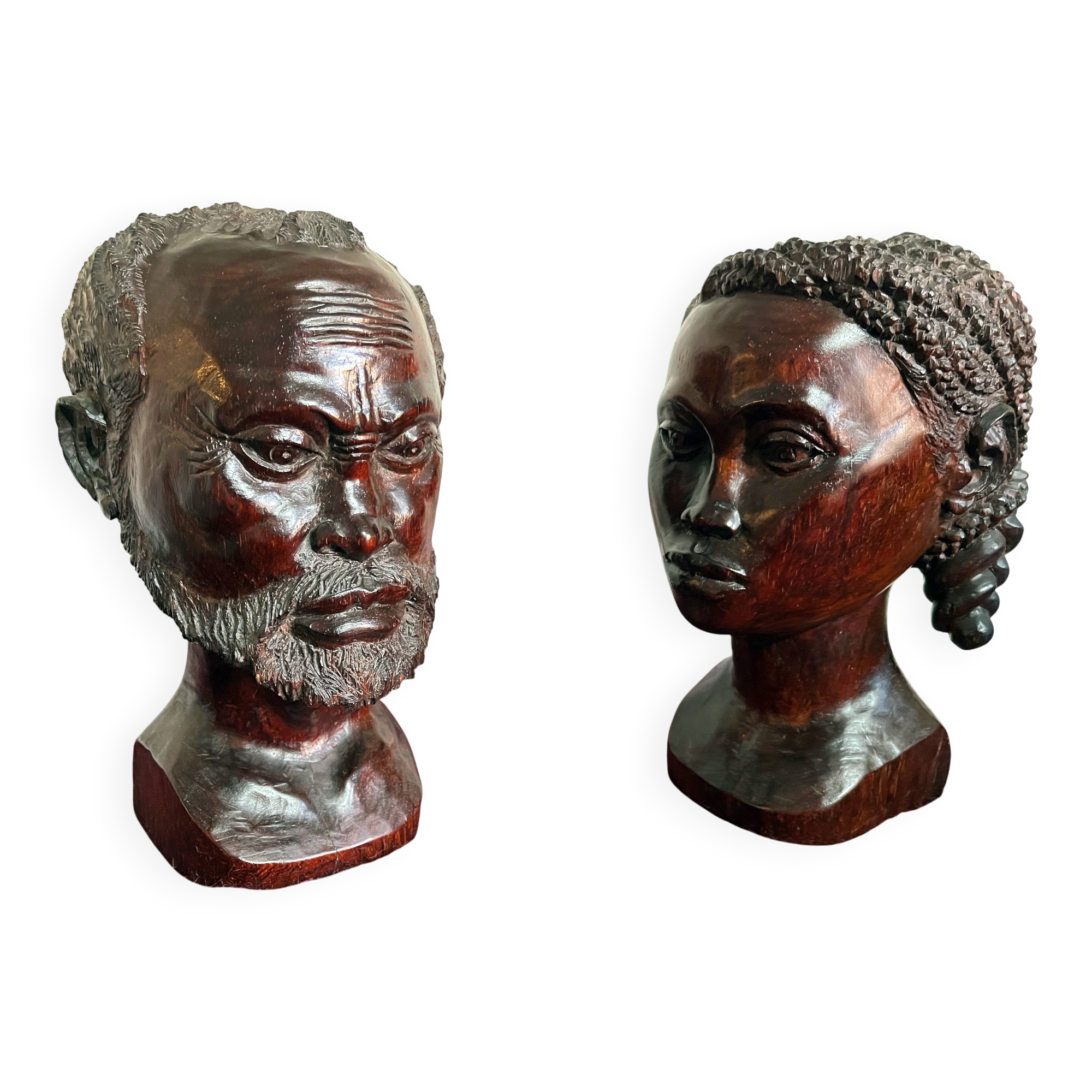 Bustes d'un couple bernard ranarison (daté de 1959) art malgache