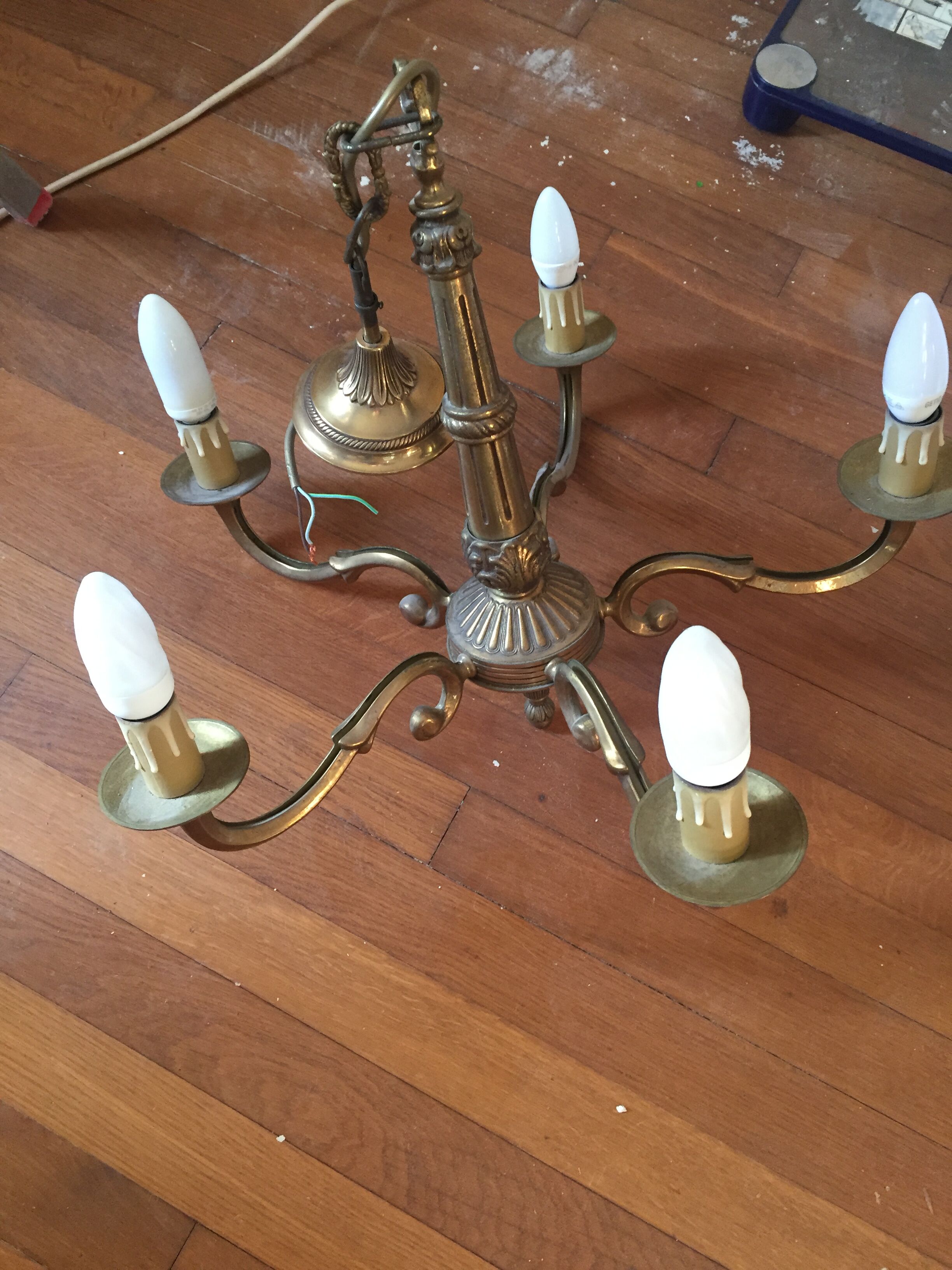 bronze chandelier 5 branches imitation candles