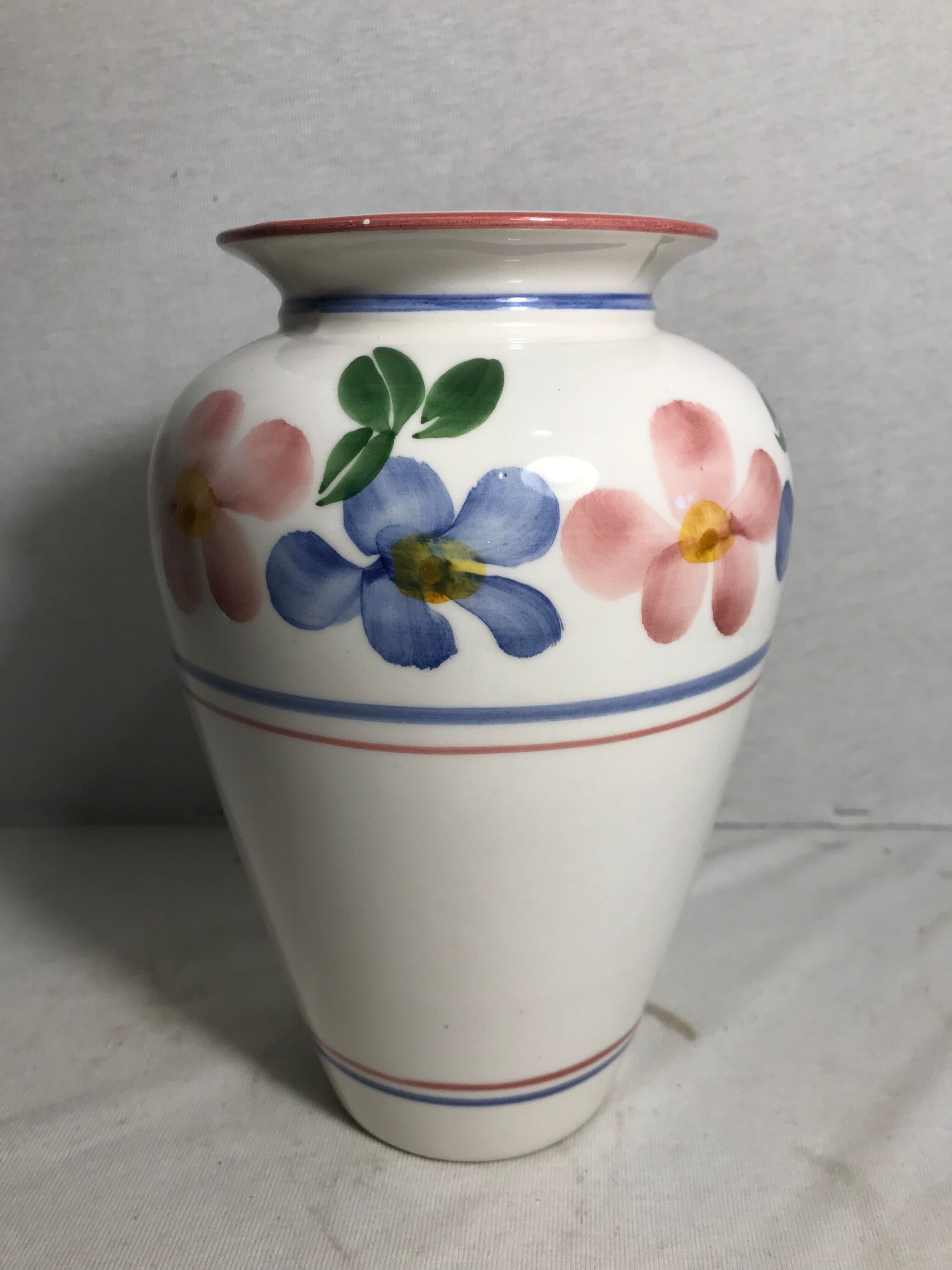 Vase old D. DINIS painted ceramics drawing flowers Decoration Vintage