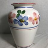 Vase ancien D. Dinis céramique peinte dessin fleurs décoration vintage