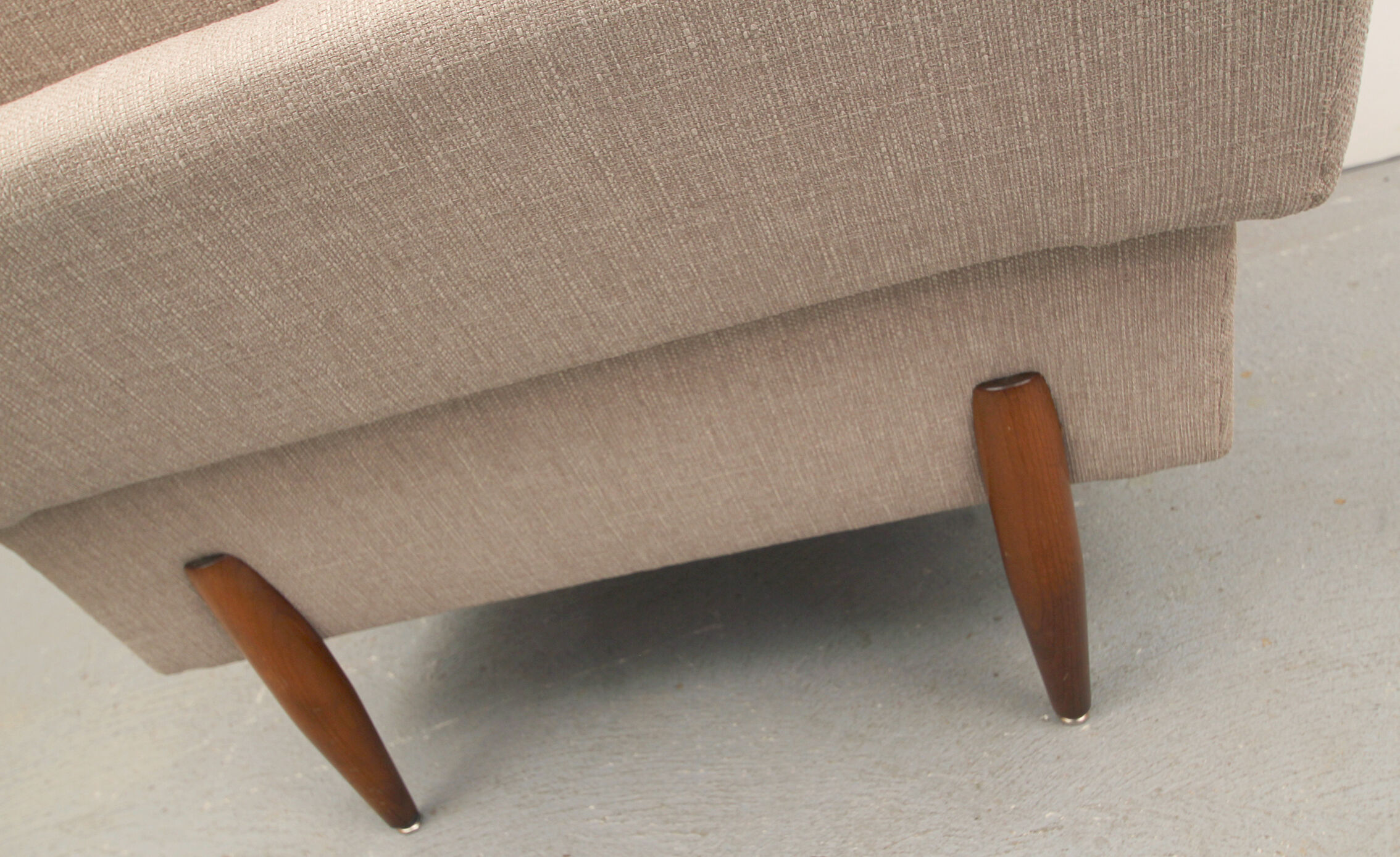 1950s polstery armchair beige, completely restored