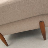 1950s polstery armchair beige, completely restored