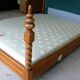 Wooden canopy bed with velvet headboard 190 cm / 140 cm