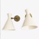 Pair of Italian wall lights in brass and lacquered iron, 1950s design