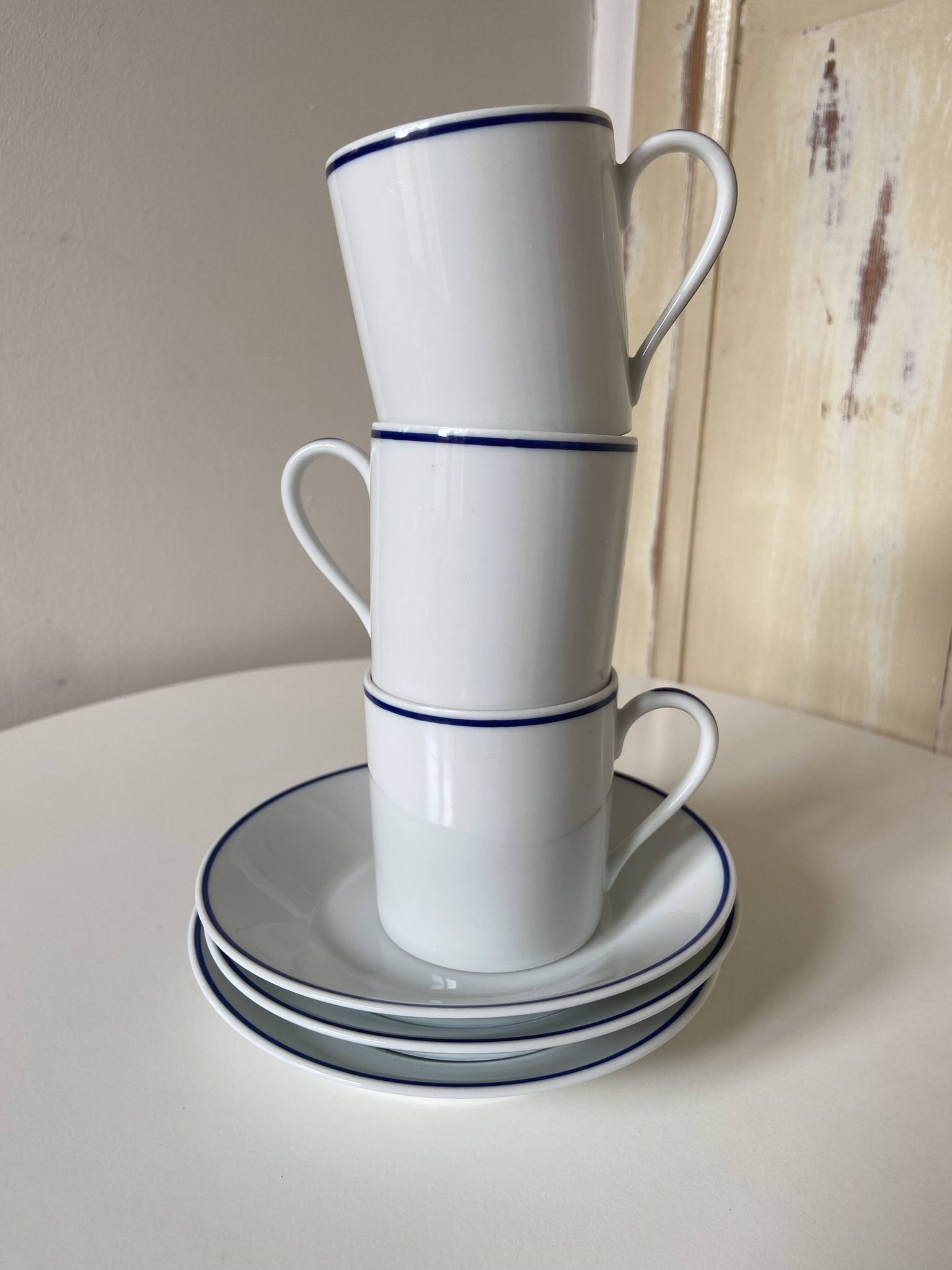 Set of 3 Jammet Seignolles coffee cups and bowls in Limoges model ROYAN