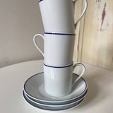 Set of 3 Jammet Seignolles coffee cups and bowls in Limoges model ROYAN