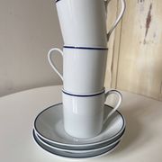 Set of 3 Jammet Seignolles coffee cups and bowls in Limoges model ROYAN