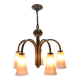 Art Deco chandelier with etched pink glass shades, Belgium 1930s