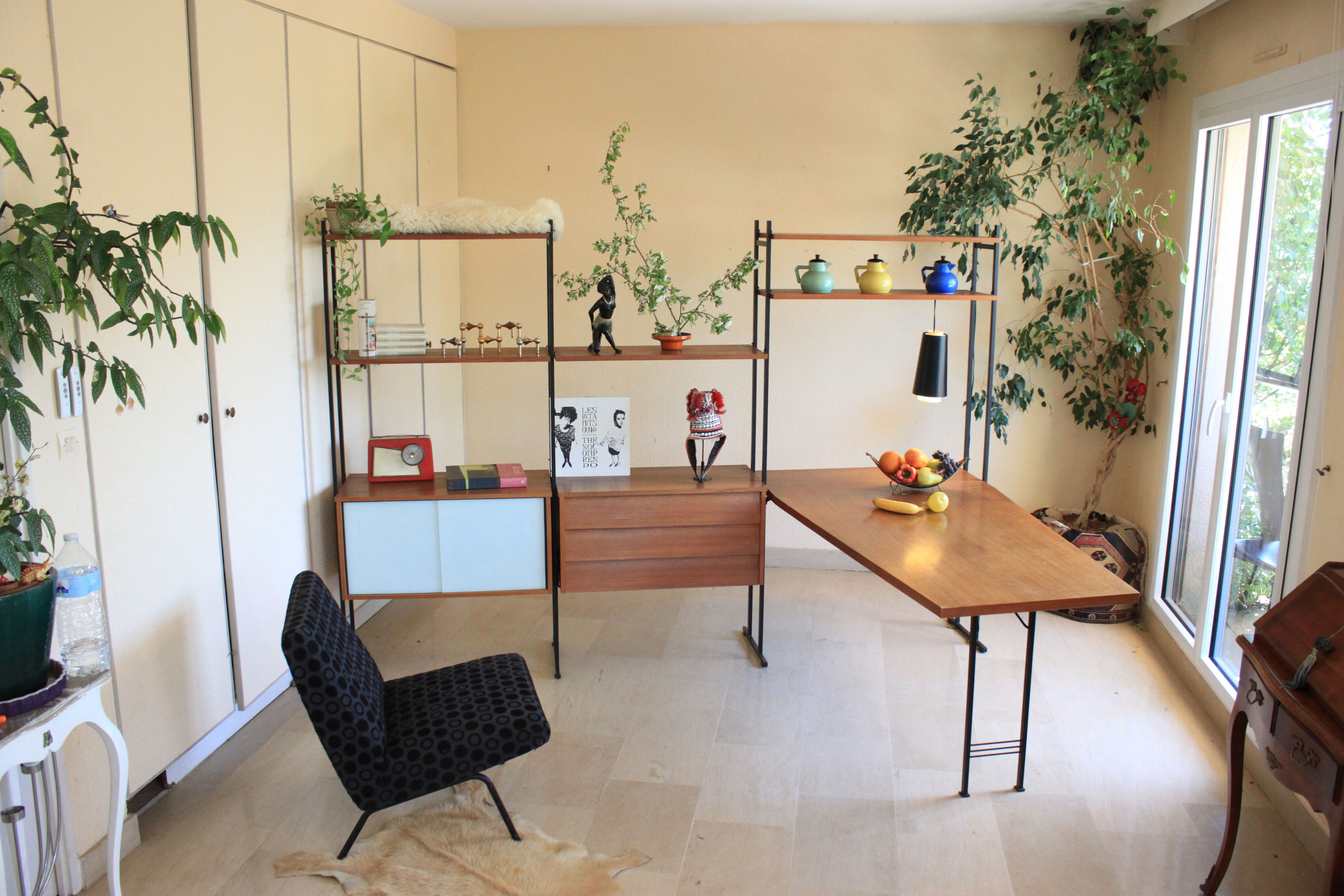 Huge shelf library Swedish desk teak, string.
