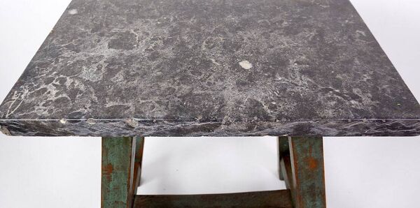 Industrial Console/table bluestone top and green weathered wood