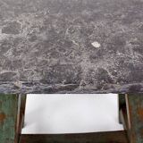Industrial Console/table bluestone top and green weathered wood
