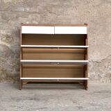 Furniture shoes, teak revamps white blue