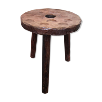 Vintage dark wood tripod milking stool