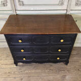Louis XV oak chest of drawers, black patina, 18th century