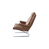 Vintage swing armchair and stool in leather by reinhold adolf for cor, 1970s, set of 2