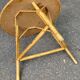 Table basse vintage ronde cuir rotin et bambou