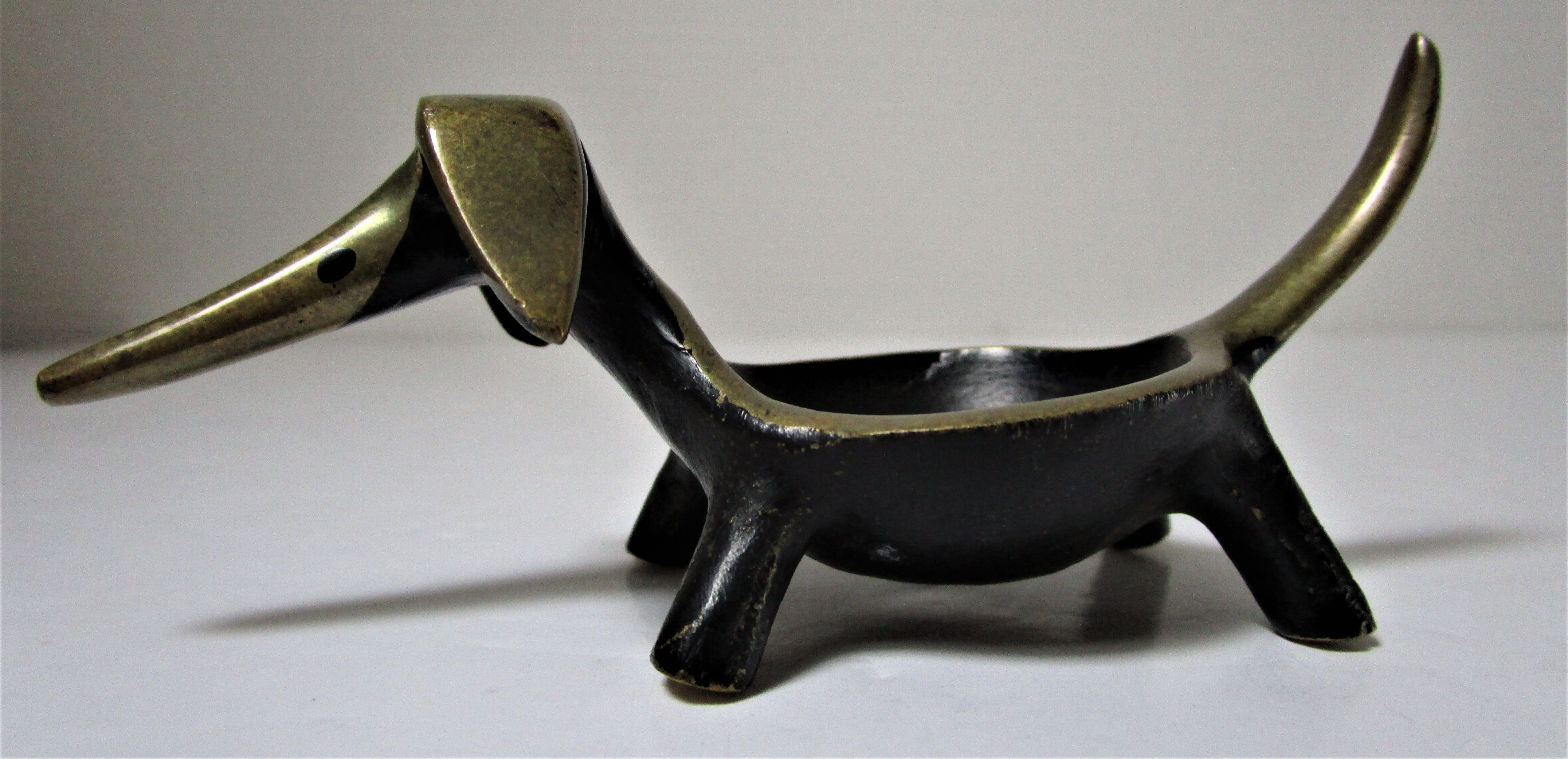 Zoomorphic bronze dachshund ashtray 50s